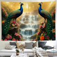 thumbnail image 2 of RKSupls Spring Tapestry Wall Art, Two Peacocks by Waterfall Hanging Tapestry Decoration for Happy New Year Bedroom, Living Room, Dorm, Apartment Hallway Home Decor,90*60in, 2 of 5