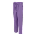 thumbnail image 5 of zaveiop Cotton Linen Pants for Women 2025 Summer Gauze Drawstring High Waisted Lounge Trouser Casual Beach Vacation Clothes (Z-Purple, S), 5 of 6