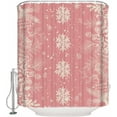 thumbnail image 3 of Polyester Fabric Pink Snowflake Christmas Shower Curtain, Xmas Pine Cones Botanical, Waterproof Bathtub Curtain Bathroom Decor Set with Hooks 36 x 72 Inches,, 3 of 6