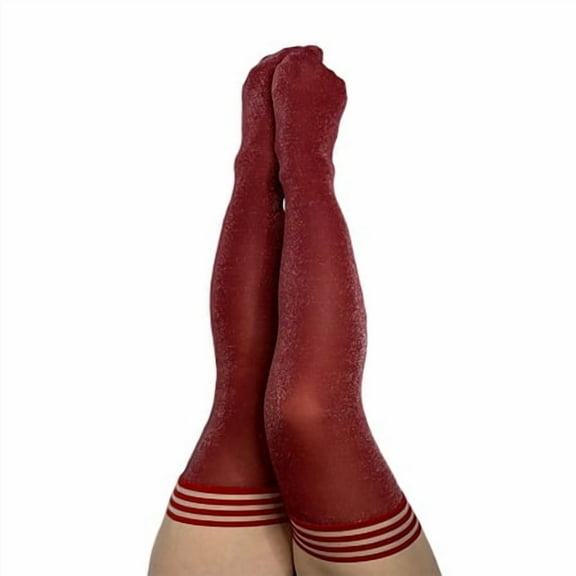 Kixies Holly Cranberry Sparkle Thigh-High Stockings