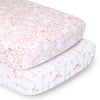 The Peanutshell Fitted Crib Sheets for Girls, 2 Pack Set, Woodland Creatures and Pink Whimsy