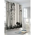 thumbnail image 3 of Abstract Shower Curtain, Bear Family Forest Trees Natural Scenery Silhouette Waterproof Shower Curtain Set with 12 Hooks Lightweight Washable Fabric Shower Curtains for Bathroom 72x78 Inches, 3 of 6