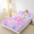 thumbnail image 4 of Homewish Cartoon Mermaid Princess Twin Sheet Sets,Ocean Animal Twin Fitted Sheet,Blue Pink Flat Sheet For Girls Kids,Breathable Home Decor,3-Piece, 4 of 7