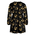 thumbnail image 5 of Yuyamidu Spooky Pumpkin Dress Fall A Line Dresses with Lantern Sleeve for Women Party Dress Size XL Halloween V Neck Midi Dress Casual High Waistline Dress Daily Wear Clothes, 5 of 7