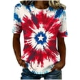 thumbnail image 5 of Xdegoge 4th Of July Tops for Women Patriotic Shirts American Flag Star Graphic Crewneck Short Sleeve Casual Loose Fit Lightweight Summer Independence Day Graphic Tees, 5 of 6