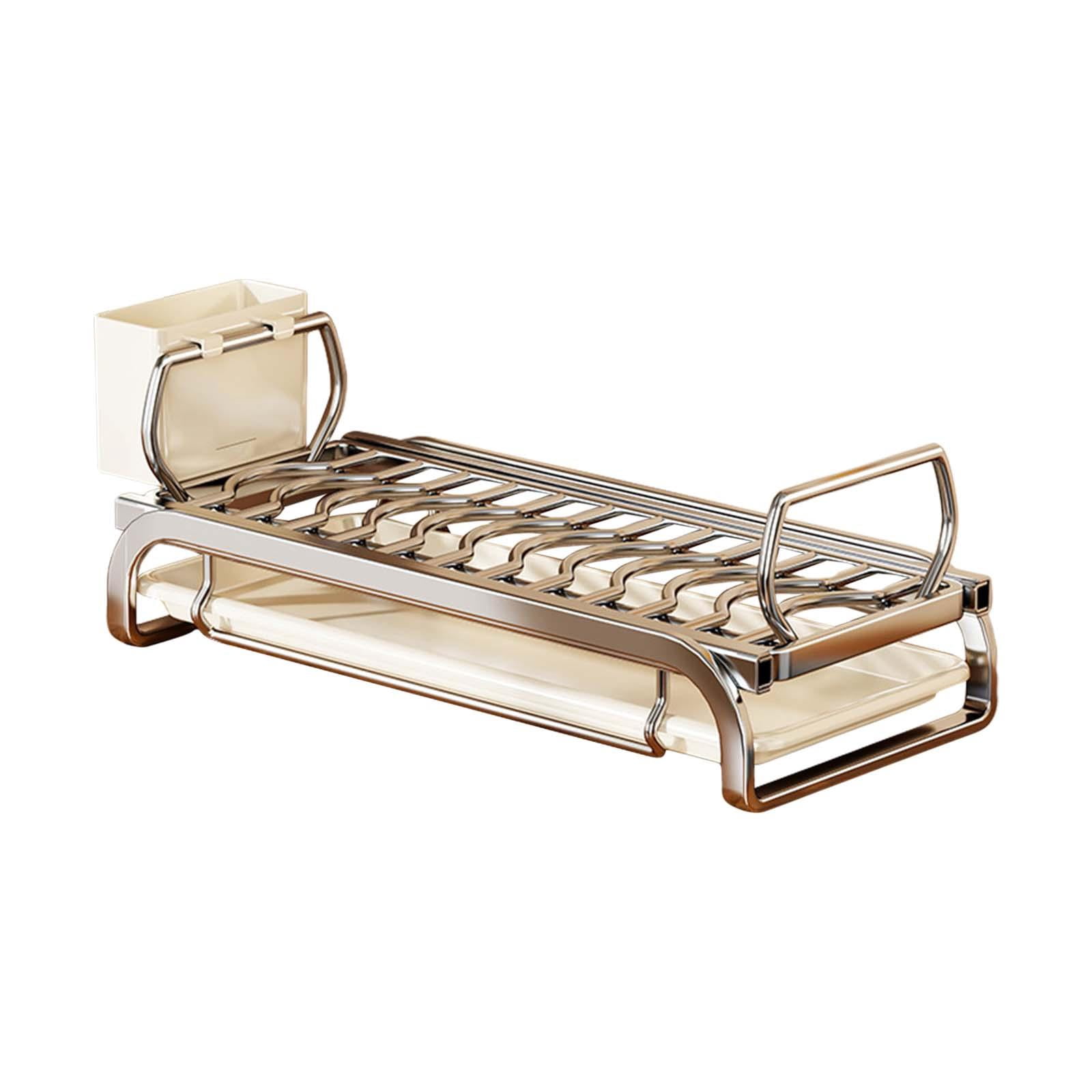 Fiocias Bowl Drying Rack Multipurpose Space Saving with Cutlery Holder Dish Storage Rack L