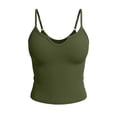 thumbnail image 6 of Yeaiivve Women's Tank Tops with Bulit in Bras Notch Neck Ribbed Sleeveless Camisoles Adjustable Spaghetti Strap Cami Top for Casual Outing Army Green XL, 6 of 9