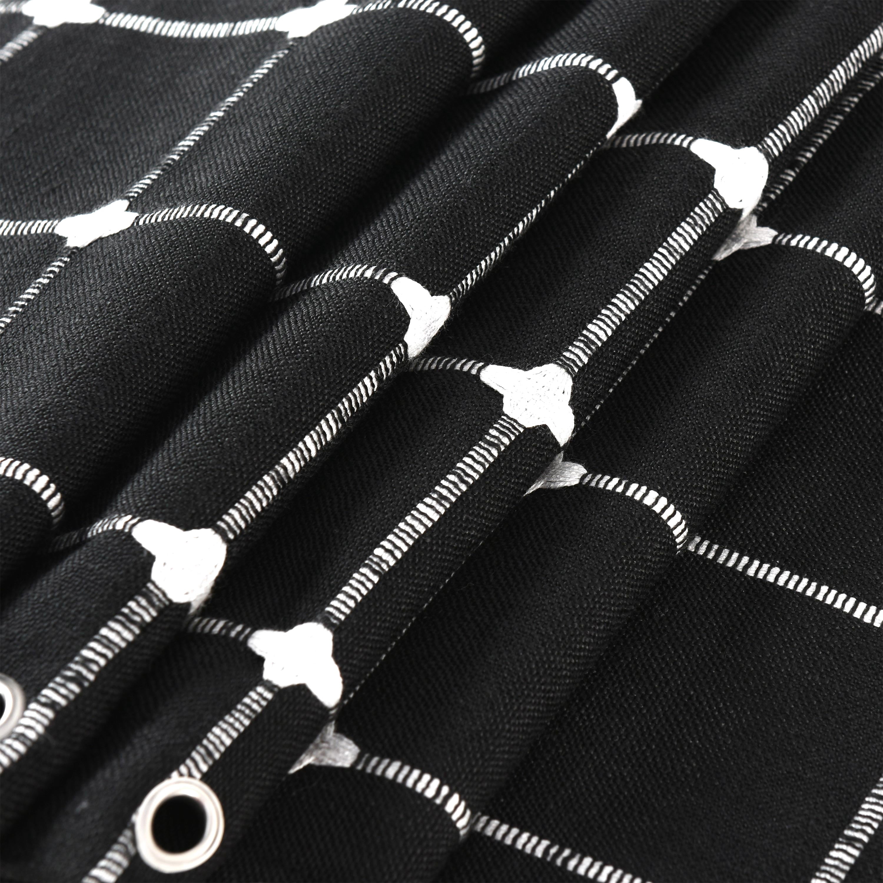 EvJk 1PC Modern Waterproof Plaid Shower Curtains with Tassel for Bathroom, 72" x 72", Black