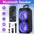 thumbnail image 2 of Lohoms Portable Bluetooth Speaker, Dual 10" Subwoofer 2" Tweeter PA Sound System Trolley, Wireless Microphone, 2 of 10