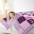 thumbnail image 4 of Feelyou Modern Skating Lover Bedding Comforter Set for Kids, Ice Skates Sport Twin Comforter Sets, Dreamy Purple Patchwork Reversible Bedding Set, Luxury Bedroom Decor, 2pcs, 4 of 8