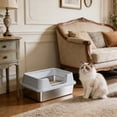 thumbnail image 4 of Deeceymbur Deep Stainless Steel Litter Box Large Semi Enclosed Cat Litter Pan High Sided Anti Scatter Odor Control Kitty Toilet Easy Clean Non Slip Base with Scoop, 4 of 6