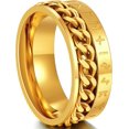 thumbnail image 1 of ORUYROP Can Engrave Viking Rune Spinner Rings for Men/Women, Size #7-#14 Chain Link Fidget Ring, Stainless Steel/Gold Plated/Black-Send Gift Box, 1 of 7