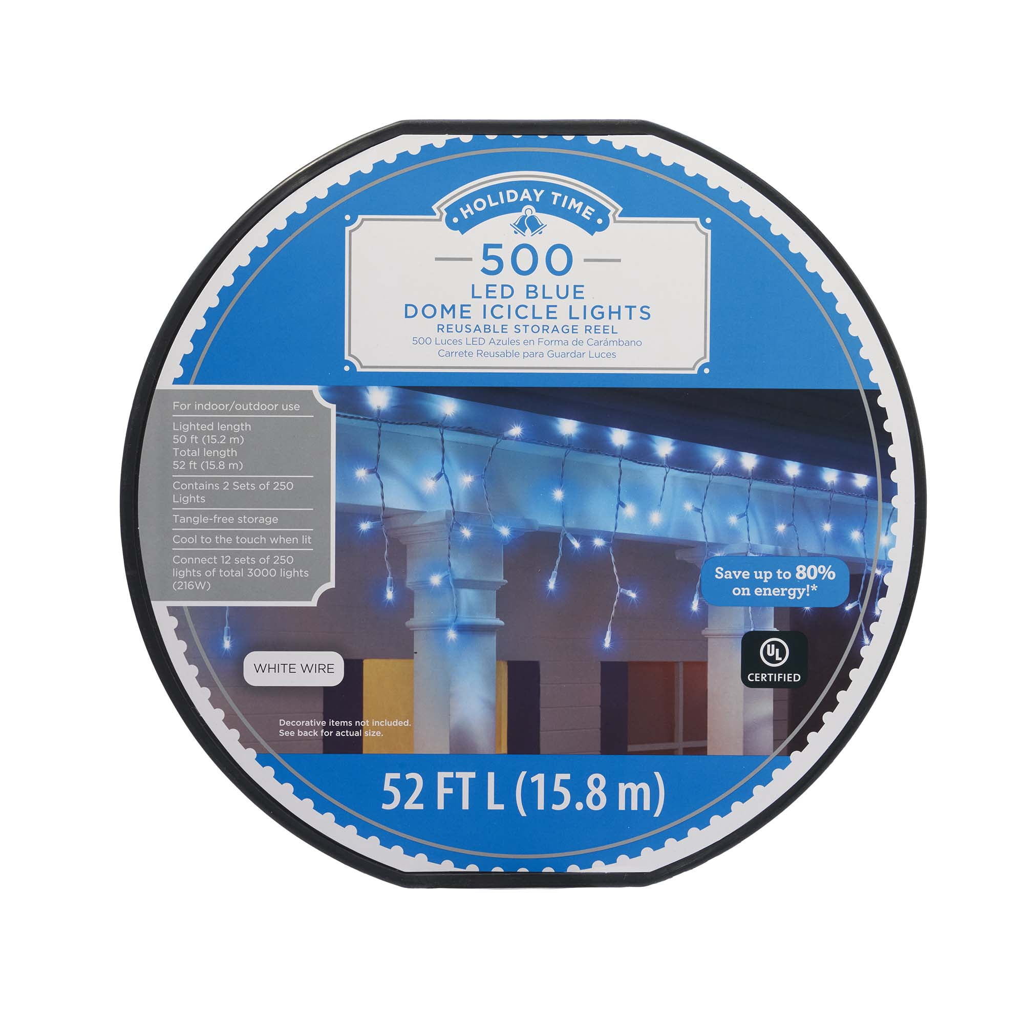 Holiday Time LED 500-Count Blue Dome Icicle Lights - Walmart.com