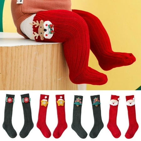 

SYNPOS Toddlers Baby Girl Christmas Leggings Tights Seamless Cable Knit Cotton Stockings – Infants Pantyhose