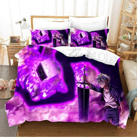 f51 Bed Sheets Black Clover Bedding Set Japan Popular Duvet Cover Sets Comforter Bed Linen Twin Queen King Single Size DropshippingBed Sheets Rt51(135x200cm 53x78in)