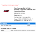 thumbnail image 2 of Right Passenger Side Tail Light Assembly - Compatible with 2016 - 2017 Honda Accord Coupe, 2 of 2