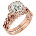 thumbnail image 2 of SuperJeweler 2 1/2 Carat Cushion Shape Moissanite Bridal Set In 14 Karat Rose Gold For Women, 2 of 3