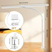 OptiLite White Clamp-On LED Desk Lamp, Dimmable Adjustable Arm Task Light with Touch Controls