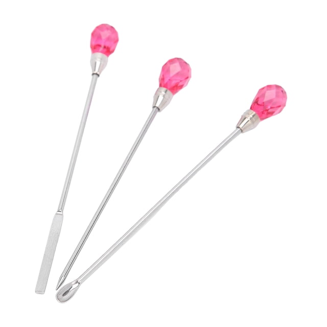 Varilla agitadora para decoración de uñas, 3 piezas, espátula profesional de acero inoxidable para decoración de uñas, cuchara para decoración de uñas diseñada para precisión