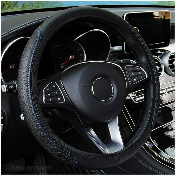 Housse Universelle de Volant en Cuir Microfibre avec Design à Surpiqûres, Élastique, 15 Pouces, Convient aux Accessoires d'Intérieur de Voiture