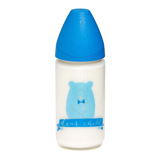 Biberon de Vidrio Suavinex Meaningful Life 240Ml Flujo Variable Azul