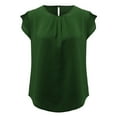 thumbnail image 4 of MRULIC t shirts for women Women's Fashion Casual T-shirt Short-sleeved Round Neck Solid Color Summer Tops Womens t shirts Green + XL, 4 of 8