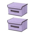 thumbnail image 5 of Hvmvliv Cotton and Linen Cloth Covered Storage Box Set of 2, Household Daily Washing Box for Clothing and Debris, Foldable with Lid & Handle Purple, 5 of 7