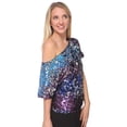 thumbnail image 4 of Womens Off-shoulder Sexy Blouses Loose Shirt Tops Glistening Sequin Tank Top Blouse, 4 of 6