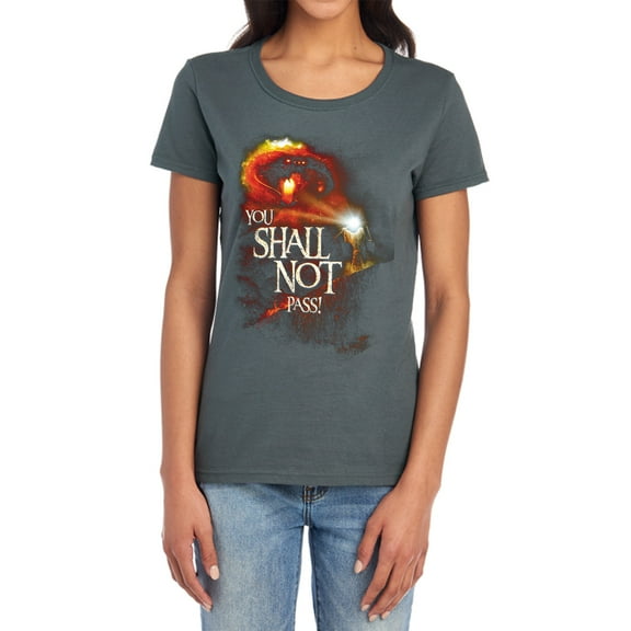 Lord of The Rings You Shall Not Pass Women's T Shirt, Charcoal, Medium