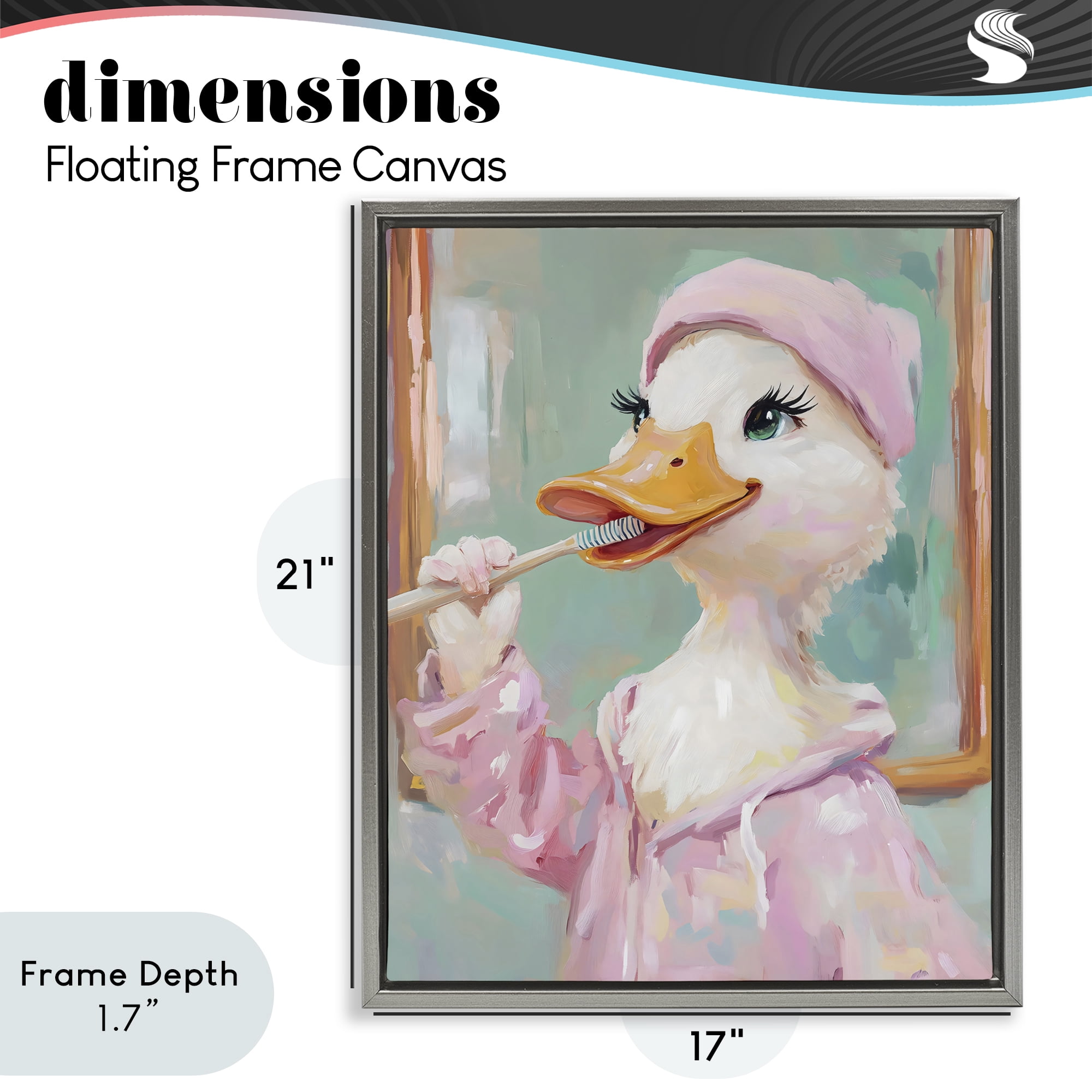 Stupell Industries Duck Brushing Teeth Gray Framed Floater Canvas Wall Art, design by The Prints Vibe