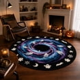 thumbnail image 6 of 3d Halloween Rugs Optical Illusion Rug Round Skeleton Vortex Design, 3d Haunted Staircase Round Rug Series, Non Slip Polyester Floor Mat, Entryway Decor, Black, 1 Pack, 6 of 7