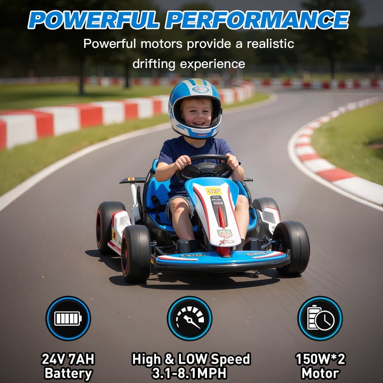 Mukidy 24V Go Kart Ride on Toys Electric Go Kart for Boys Girls