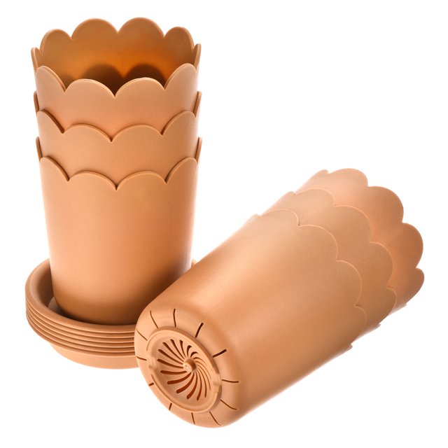 Maceta de Plástico Amarillo 3.5 Pulgadas Kit 6 Paquete con Platillo para Jardinería Interior Exterior