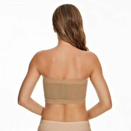 

PEASKJP Women Stretch Strapless Bras Lightweight Bras for Women Bandeau Tube Bra Anti-Slip Push Up Seamless Straps Tube Tops Black M