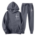 thumbnail image 3 of VBTAPA Mens Sweatsuit 2 Piece Set Cross Graphic Print Hoodies and Sweatpants Sets 2025 Casual Jogging Gym Sweat Suits Athletic Tracksuit Outfits Dark Gray XL, 3 of 6