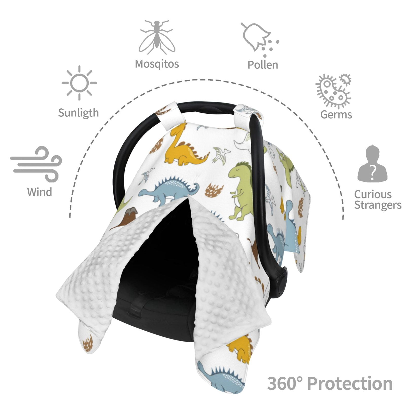 Car Seat Cover Baby - Dinosaur print I Breathable Infant Car Seat Cover for Baby Carseat, Lightweight Comfort Baby Essentials Must Haves Newborn Stuff for Girl Boy