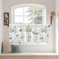 thumbnail image 3 of Sage Green Flowers Tier Curtains, Watercolor Retro White Floral Leaves Light Filtering Kitchen Curtains, 2Pcs Rod Pocket Half Window Treatments Panels for Sink Cafe Cabinet Camper 27.5x24 Inches, 3 of 9