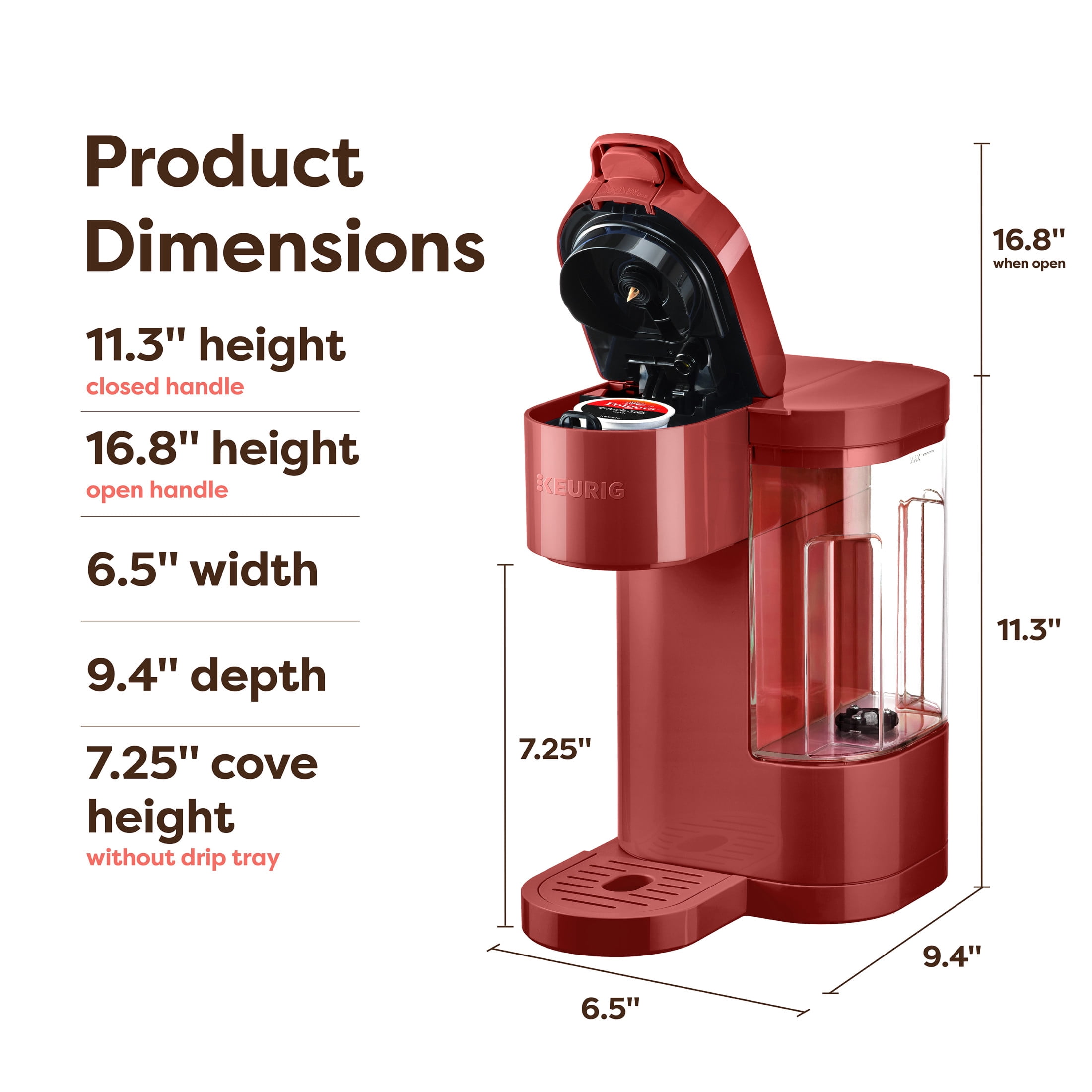Keurig K-Express Essentials Red Single-Serve K-Cup Pod Coffee Maker