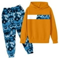 thumbnail image 4 of Ulitacool Boys Fall Outfits Fall Winter Sweatsuit Camo Print Hooded Long Sleeve Sweatshirt Pants Loose Fit Kids 2 Piece Clothes Set Sweet Basic Playsuit Orange 9-10 Years, 4 of 4