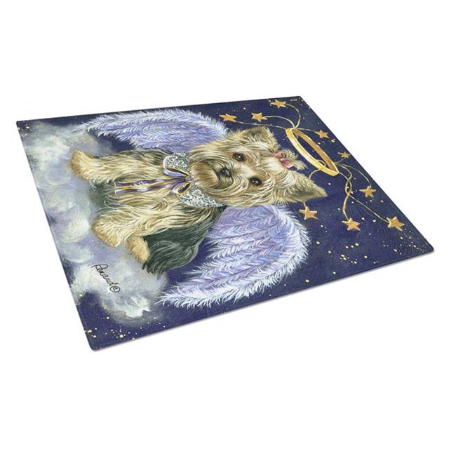 Carolines Treasures PPP3131LCB Yorkie Christmas Family Tree Glass Cutting Board - Large
