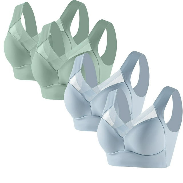 Timegard 4pc Bras for Women Wireless Comfy Breathable Full Coverage High Support Back Smoothing Everyday Bra