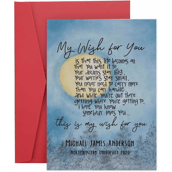 Inspirational Graduation Card - "My Wish for You" - Encouraging Message for Graduates - Red Envelope Included - Perfect Gift for High School and College Graduations