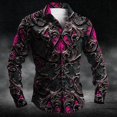 thumbnail image 1 of Nueva camisa abotonada de moda para hombre, camisa retro de fiesta de manga larga con cuello rojo 3D y camisas de colores degradados múltiples, 1 of 6