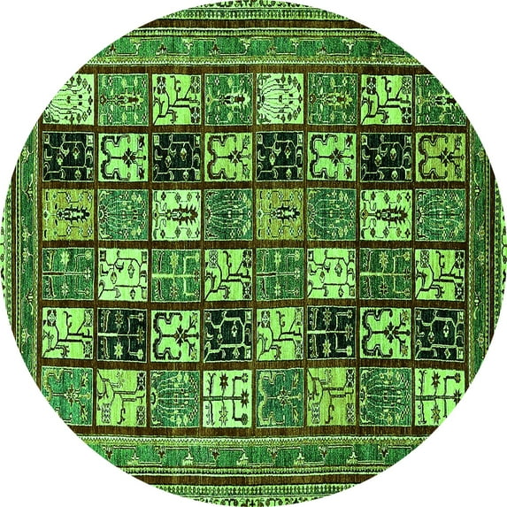 Ahgly Company Indoor Round Abstract Green Modern Area Rugs, 8' Round