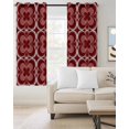 thumbnail image 2 of Red Boho Blackout Curtains, Light Blocking Print Window Curtains, Vintage Country Ethnic Abstract Flowers Art Thermal Insulated Window Drapes for Living Room Kitchen Cafe 2 Panels, 84"W x 63"L, 2 of 9