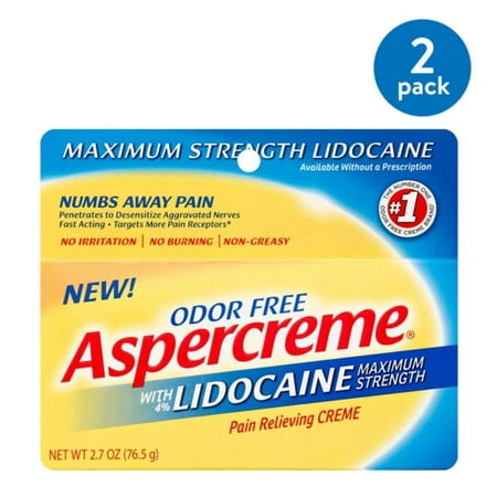 (2 Pack) Aspercreme Maximum Strength Lidocaine Pain Relieving (Best Cream For Lower Back Pain)