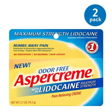 (2 Pack) Aspercreme Maximum Strength Lidocaine Pain Relieving (Best Pain Meds For Back Pain)