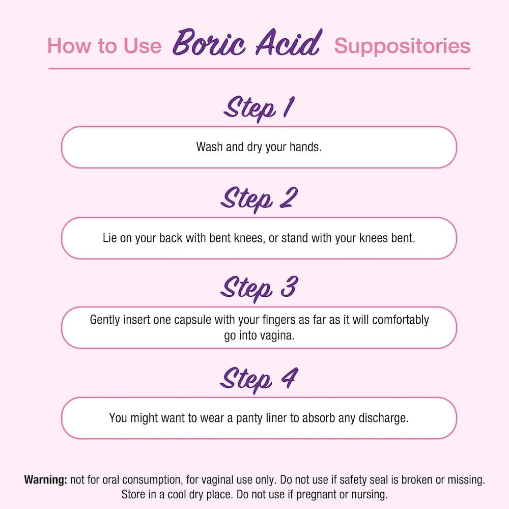 Puregen Labs Boric Acid 600mg Feminine Health Suppositories, 30 Count, 4-PK