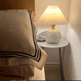 thumbnail image 2 of USB Retro Pleated Bedside Lamp Table Cute Desk Lamp for Bedroom Girl Princess Bed Lamp Deco Ceramic Base LED Light, 2 of 7