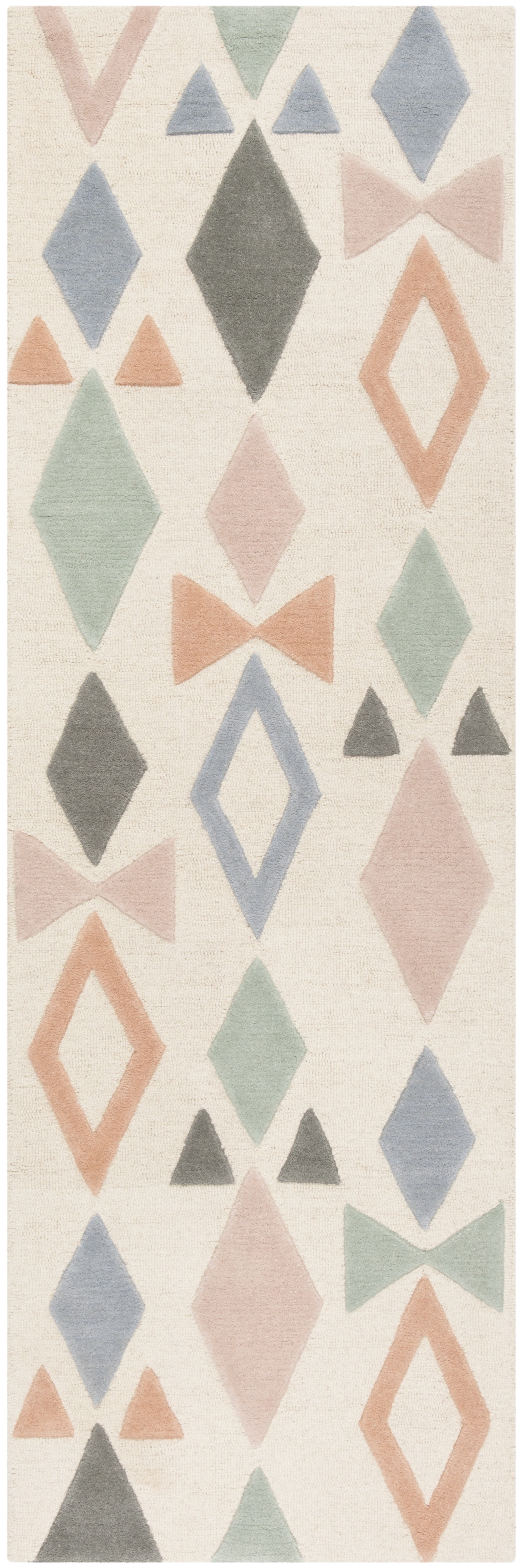 SAFAVIEH Kids Bowties Wool Runner Rug, Ivory/Multi, 2'6" x 8'